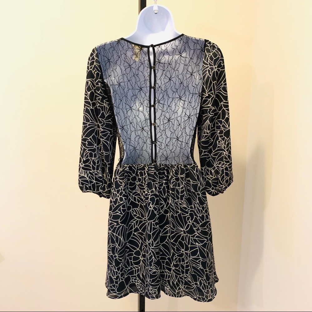 Forever 21- Black and White / Fit and Flare Dress - Picture 3 of 6